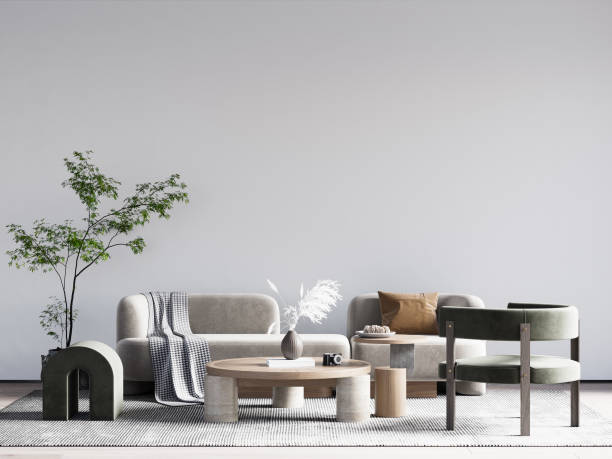 istock Interior Living Room Wall Mockup 1302986758