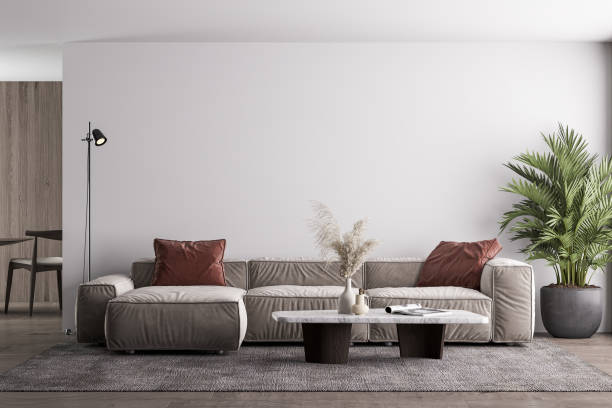 istock Interior Living Room Wall Mockup 1302986776
