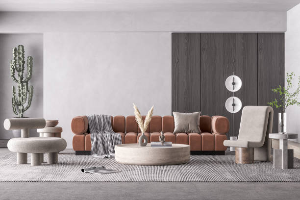 istock Interior Living Room Wall Mockup 1302986790