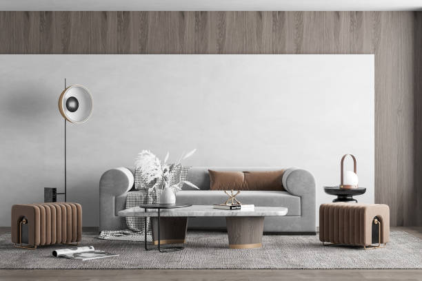 istock Interior Living Room Wall Mockup 1302986936