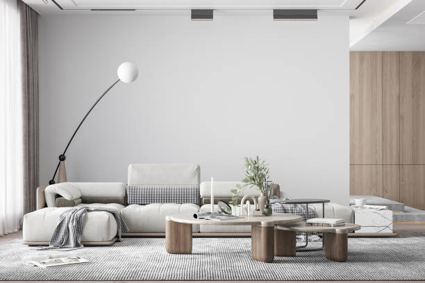 istock Interior Living Room Wall Mockup 1302987088