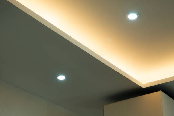 istock Lighting and Two-level ceiling in the modern building 1302990553
