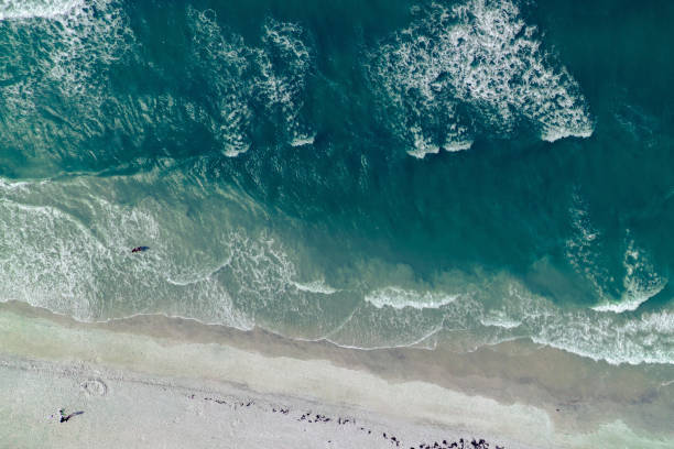 istock Blue Water with Waves Crashing on the Beach Shoreline 1302996834