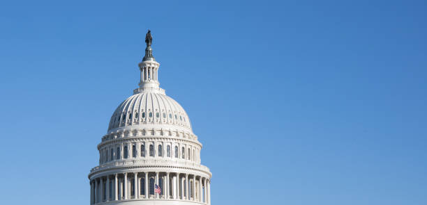 istock The Capitol Building rotunda in Washington, D.C. with a bright blue sky. 1302999581