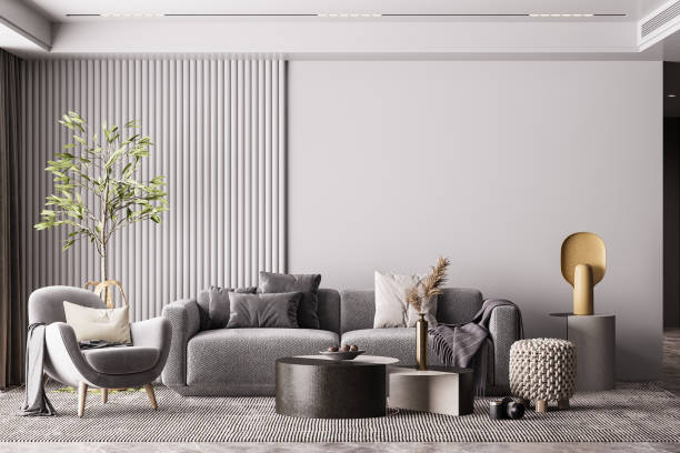 istock Interior Living Room Wall Mockup 1303002088