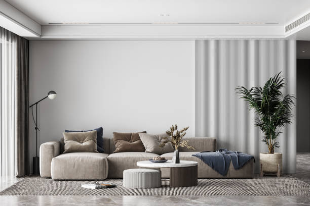 istock Interior Living Room Wall Mockup 1303002089