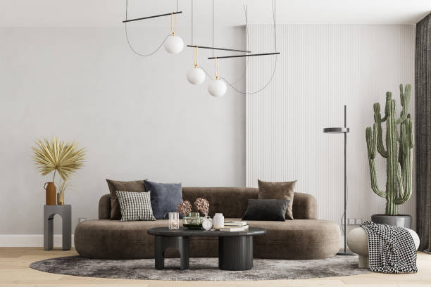 istock Interior Living Room Wall Mockup 1303002095