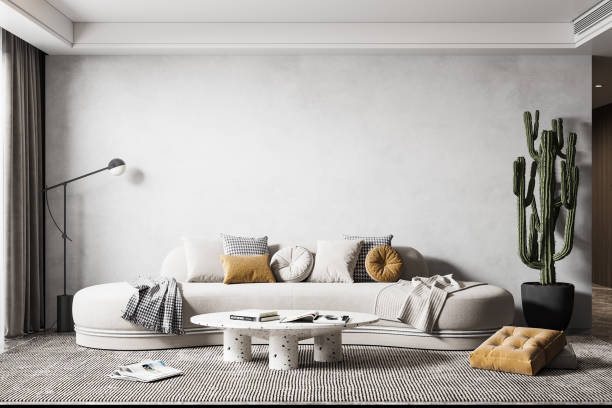 istock Interior Living Room Wall Mockup 1303002102