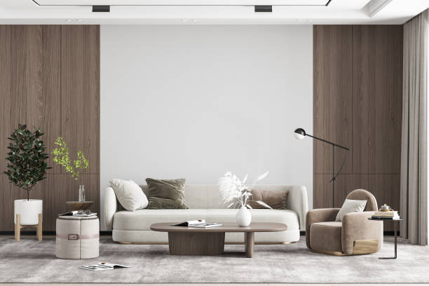 istock Interior Living Room Wall Mockup 1303002125