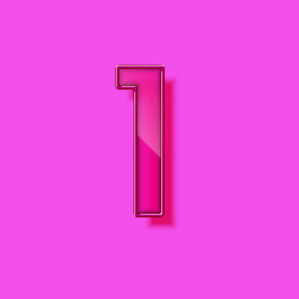 istock Glass and neon violet realistic font character, vector illustration 1303002502