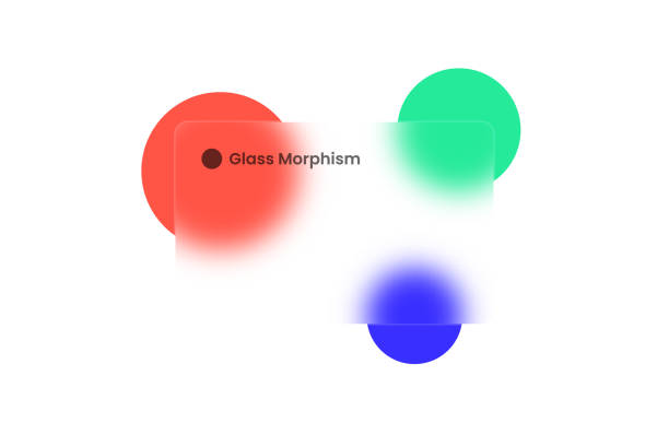 Abstract gradient background. Transparent frame in glass morphism style Transparent frame in glass morphism or glassmorphism style. Circles on the background. Glass-morphism style. Vector illustration glass textures stock illustrations
