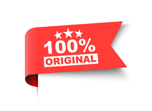 100 процентов оригинальный красный значок значок вектор дизайн. - лента для шитья иллюстрации stock illustrations