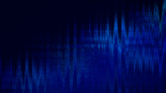 Abstract Navy Blue Futuristic Background Technology Pixel Noise Glitch Pattern Blurred Line Dark Blue Black Texture Digitally Generated Image for banner, flyer, card, poster, brochure, presentation
