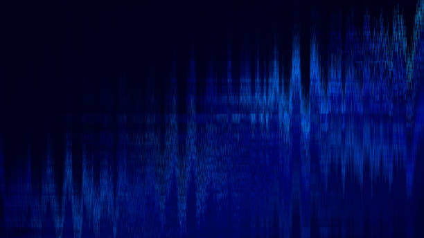 abstract navy blue futuristic background technology pixel noise glitch pattern blurred line dark blue black texture digitally generated image - electromagnetic pulse imagens e fotografias de stock