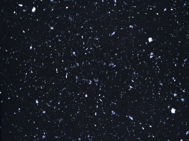 istock Falling snowflakes. White Snow on black background 1303008465