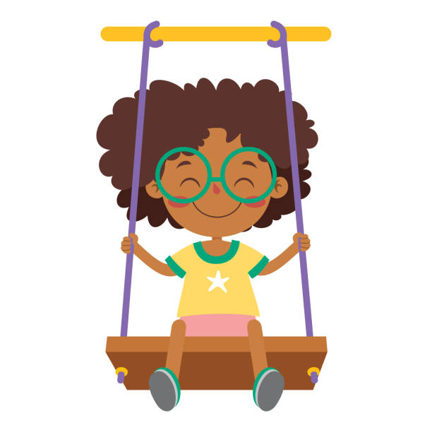 Funny Kid Playing In A Swing Stock Illustration - Download Image Now -  Child, Playful, Playing - iStock