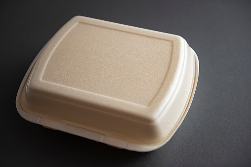 Brown Styrofoam meal box
