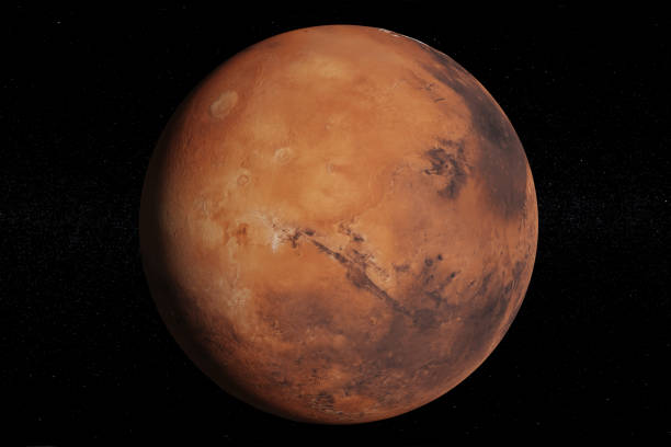 istock The planet Mars on a starry background. 3d illustration. 1303011450