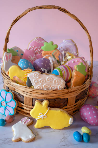 istock Easter Basket decoration with Easter cookies 1303012893
