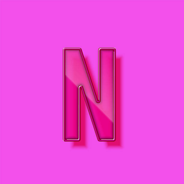 istock Glass and neon violet realistic font character, vector illustration 1303016650