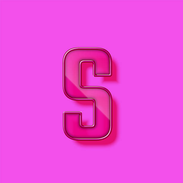 istock Glass and neon violet realistic font character, vector illustration 1303016710