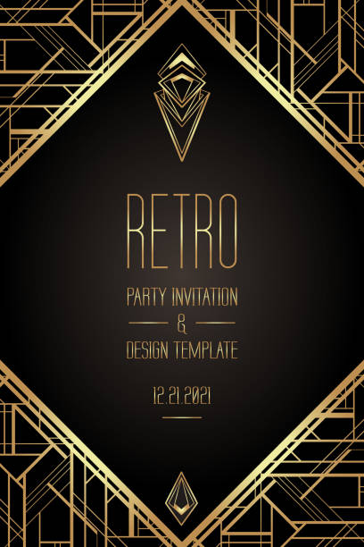 Art Deco vintage patterns and design elements. Retro party geometric background set (1920's style). Vector illustration. vector art illustration