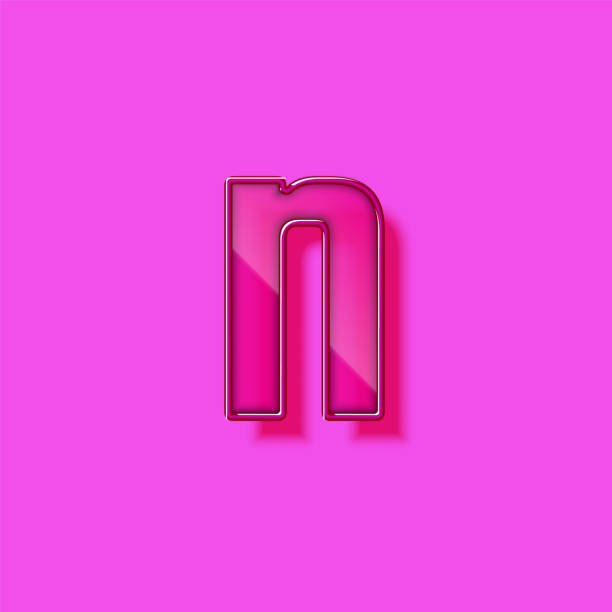 istock Glass and neon violet realistic font character, vector illustration 1303017722