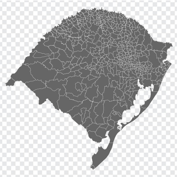 Blank map Rio Grande do Sul of Brazil. High quality map Rio Grande do Sul with regions on transparent background for your web site design, logo, app, UI.  Brazil.  EPS10. Blank map Rio Grande do Sul of Brazil. High quality map Rio Grande do Sul with regions on transparent background for your web site design, logo, app, UI.  Brazil.  EPS10. rio grande do sul state stock illustrations