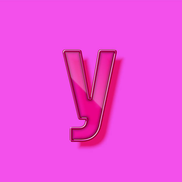 istock Glass and neon violet realistic font character, vector illustration 1303018092