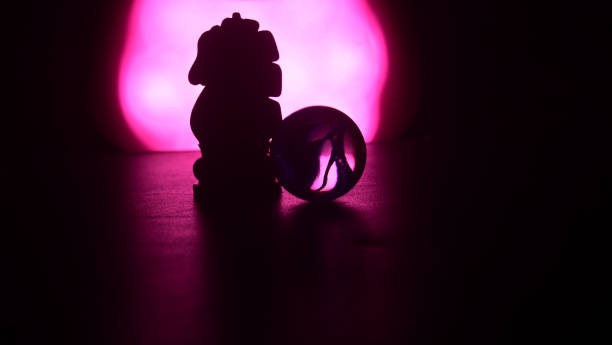 istock Black chess pieces with marble balls 1303018556