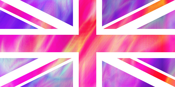 wonderful holographic iridescent effect of Great Britain flag vector background