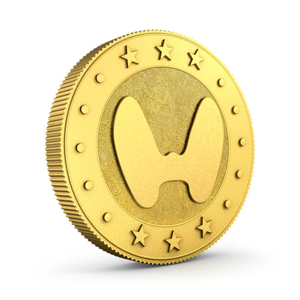 istock Thyroid shape engraved on gold coin isolated on a white background. 3d illustration. 3d rendering. 1303023744