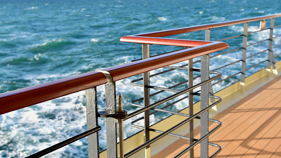 Scenic view of cruise liner deck and ocean