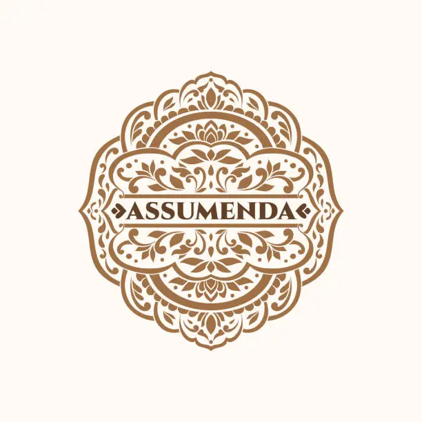 Vector illustration of Frame with golden vector ornament on a white background. Elegant, classic elements. Can be used for jewelry, beauty and fashion industry. Great for logo, emblem, or any desired idea.
