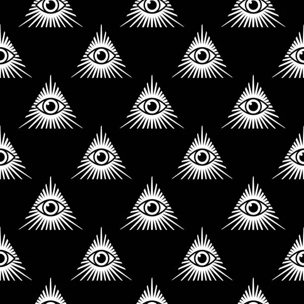 Vector illustration of Black Pyramid Eye Seamless Pattern