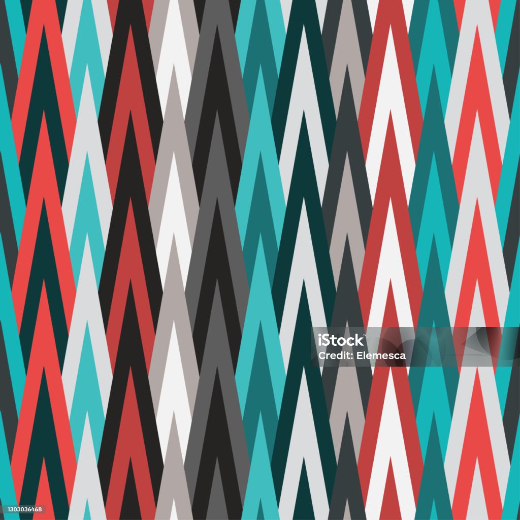 Sharp Triangle Pattern Sharp Triangles Pattern In Blue And Red Shades Tribal Style Stock ...