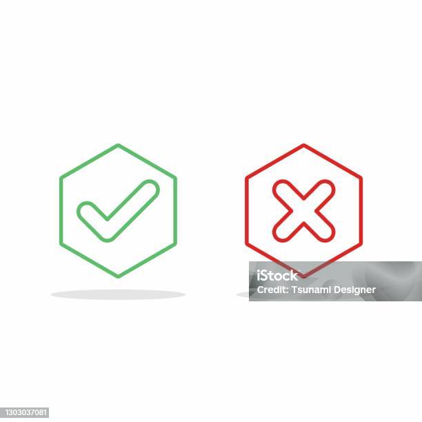 Not Ok Vectorized Check And Wrong Marks Tick And Cross Marks Accepted Rejected Approved ...