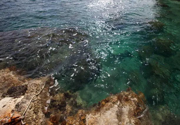 Sea stones background, greece, island Zakynthos