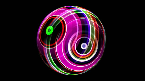 istock 3D illustration of Colorful sphere black 1303040221