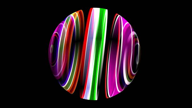 istock 3D illustration of Colorful sphere black 1303040224