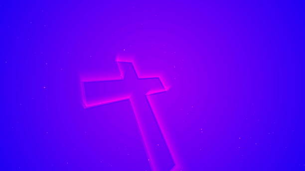 istock 3D illustraion of neon glow cross over blue 1303040238