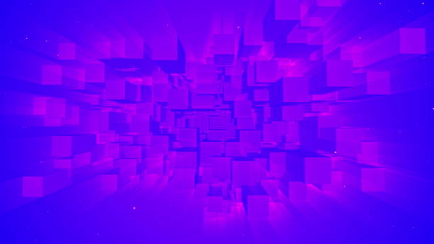 istock 3D illustration of neon glow geometrical objects 1303040263