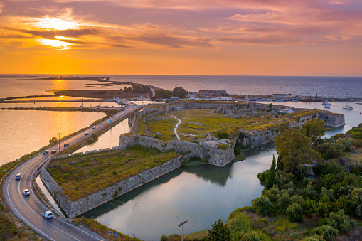 Fortress of Agia Mavra (Santa Mavra) at the entrance of Lefkada island, Greece.