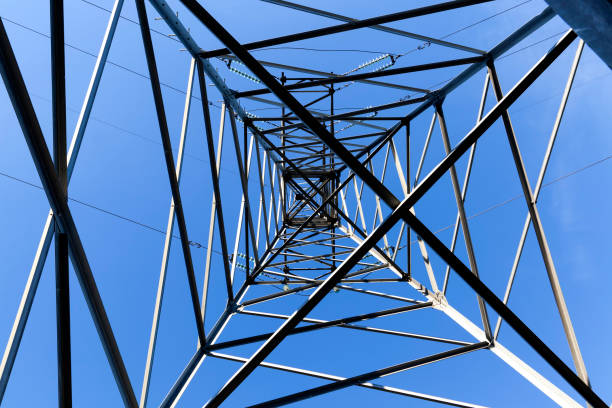 istock designed poles and metal wires 1303043635