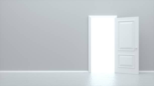 istock White open door. Frame on White Wall in the Empty Room. Interior Design Element. Design Template for Graphics. 3d render 1303043950