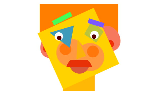 Looped abstract animation of a square head