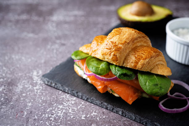 istock Smoked salmon ricotta cheese cucumber sandwich 1303045252