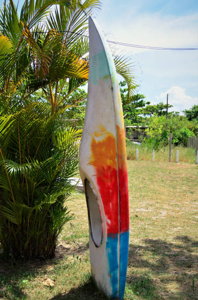 istock A colorful kayak buried in the beach yard 1303046078