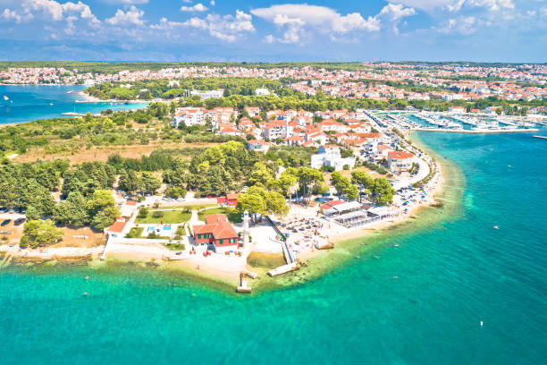 istock Zadar. Puntamika beach in Zadar aerial panoramic view 1303046652
