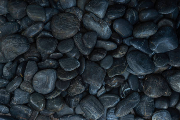 Decorative Black River Rocks stock photo